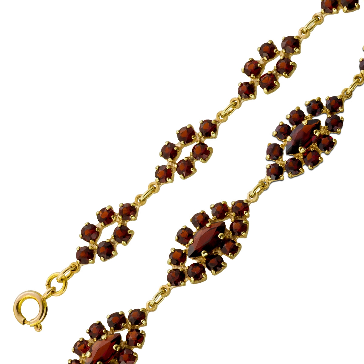 Granat Armband Gold 333 8K rote Edelsteine 10ct Antikschmuck 20