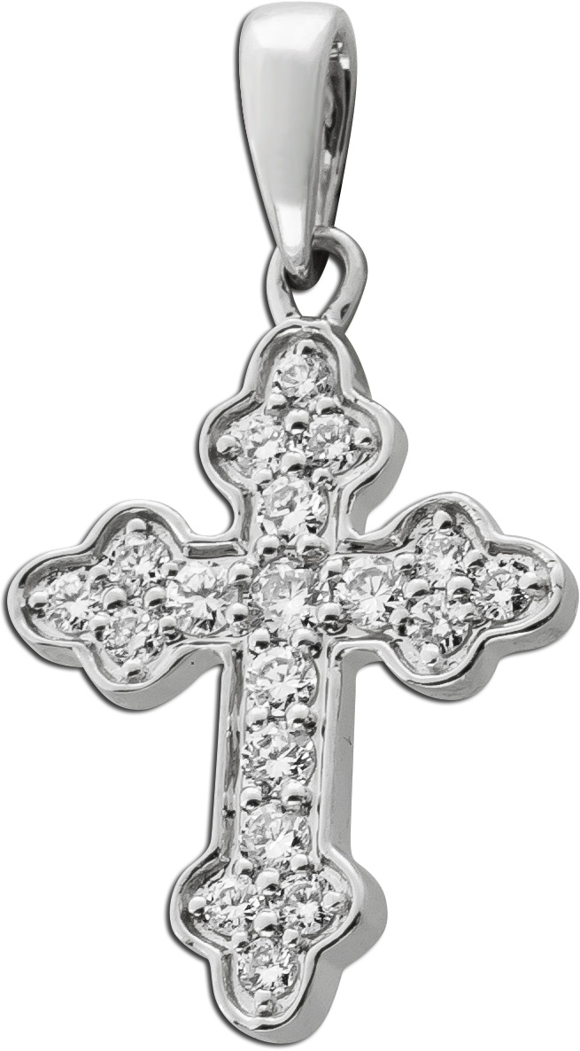 Kreuz Anhänger Weißgold 585 14K Lab Grown Diamanten 0.25ct