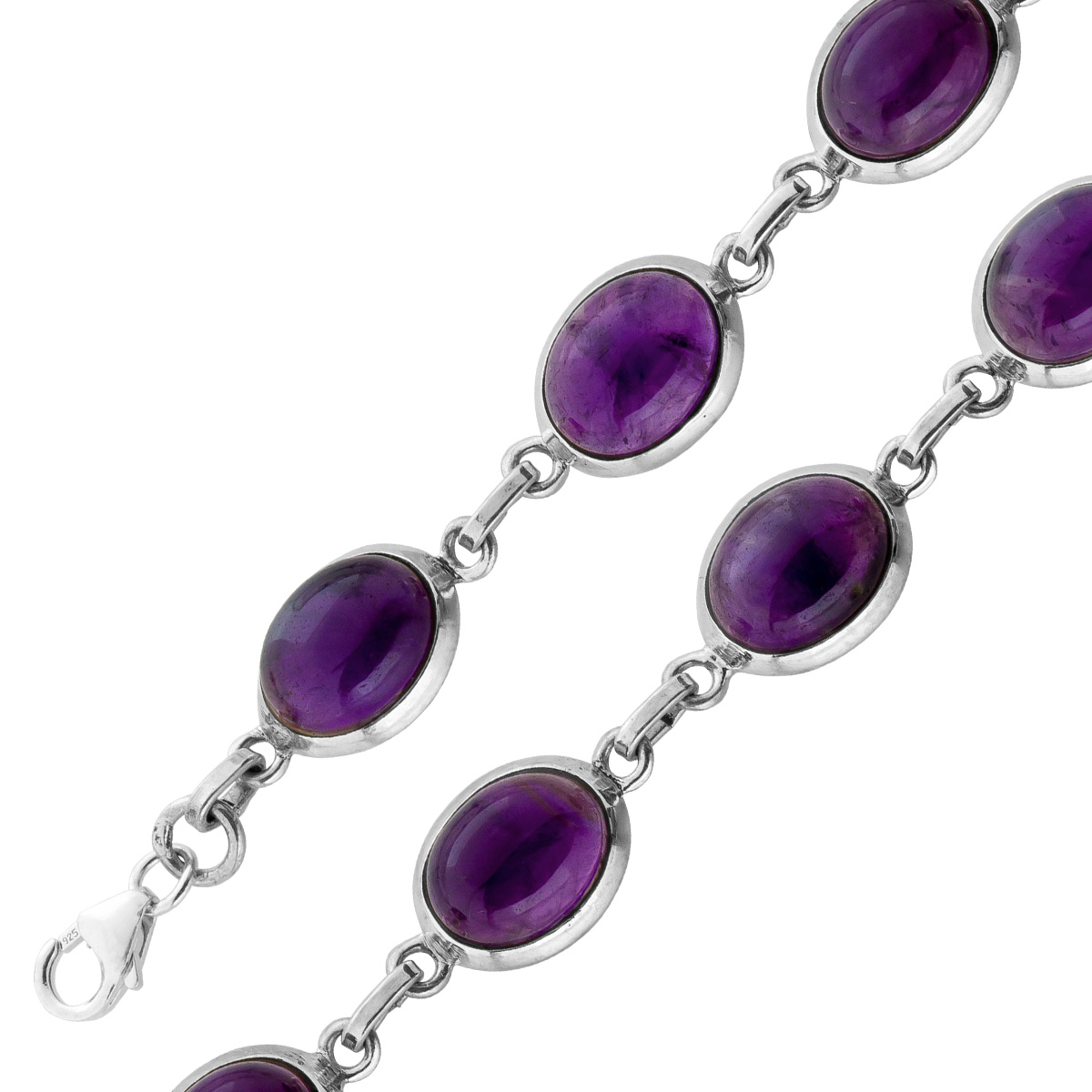 Amethyst Armband Silber 925 lila Edelsteine 25ct 20