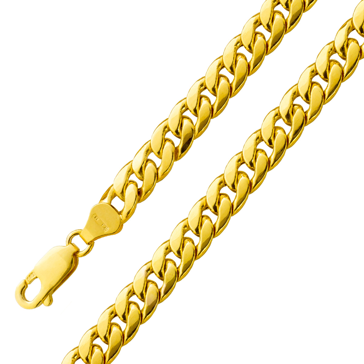 Panzerarmband 4.9mm Gelbgold 585 14 K halbmassiv poliert Cuban Link 19