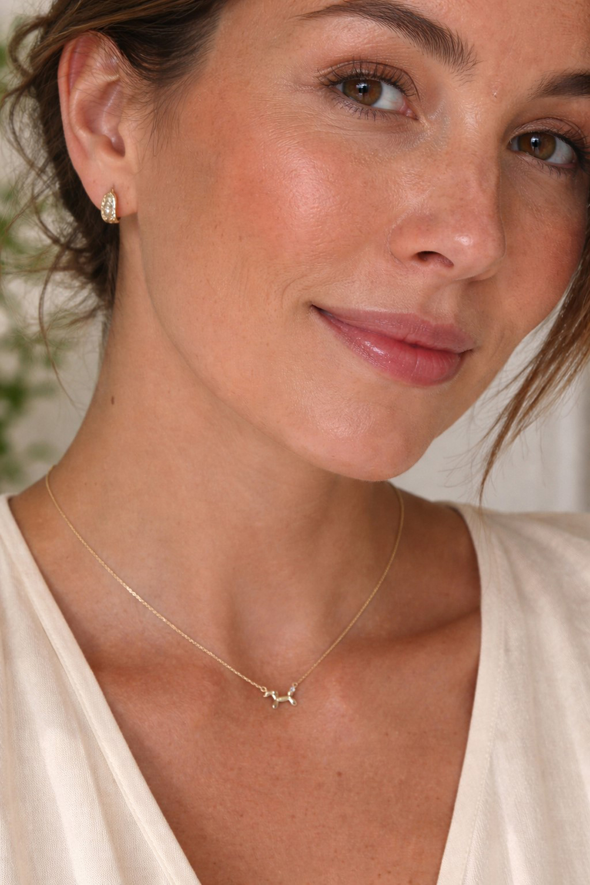 Dog collier chain Gold 375 9K natural diamond 0.015ct 45