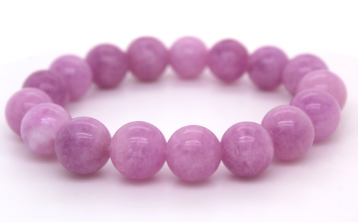 Kunzite Bracelet Pastel Pink Rose Gemstones 12.5mm Ball Gemstone Bracelet 19
