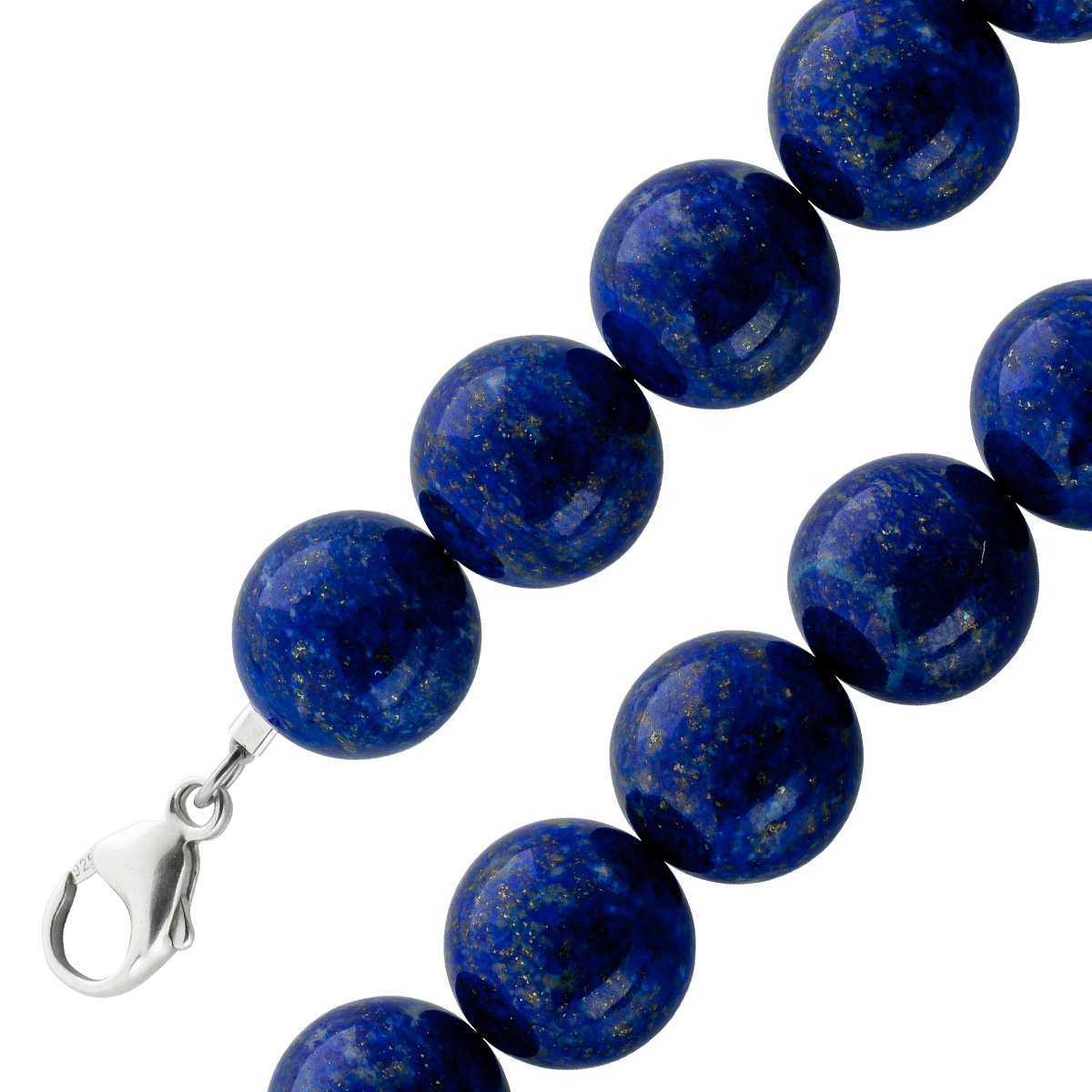 Edelsteinkette blauer Lapislazuli 14-15mm Silber 925 Karabiner 41 Edelsteinkette blauer Lapislazuli 14-15mm Silber 925 Karabiner 41