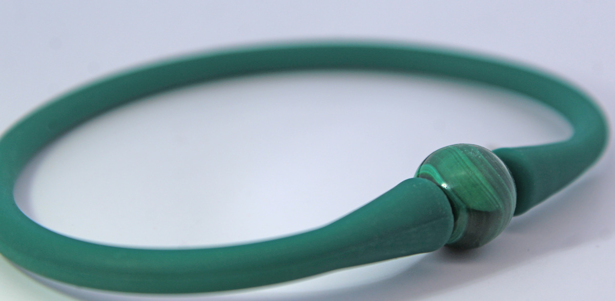 Malachite Bracelet Silicone Green Natural Gemstone 18