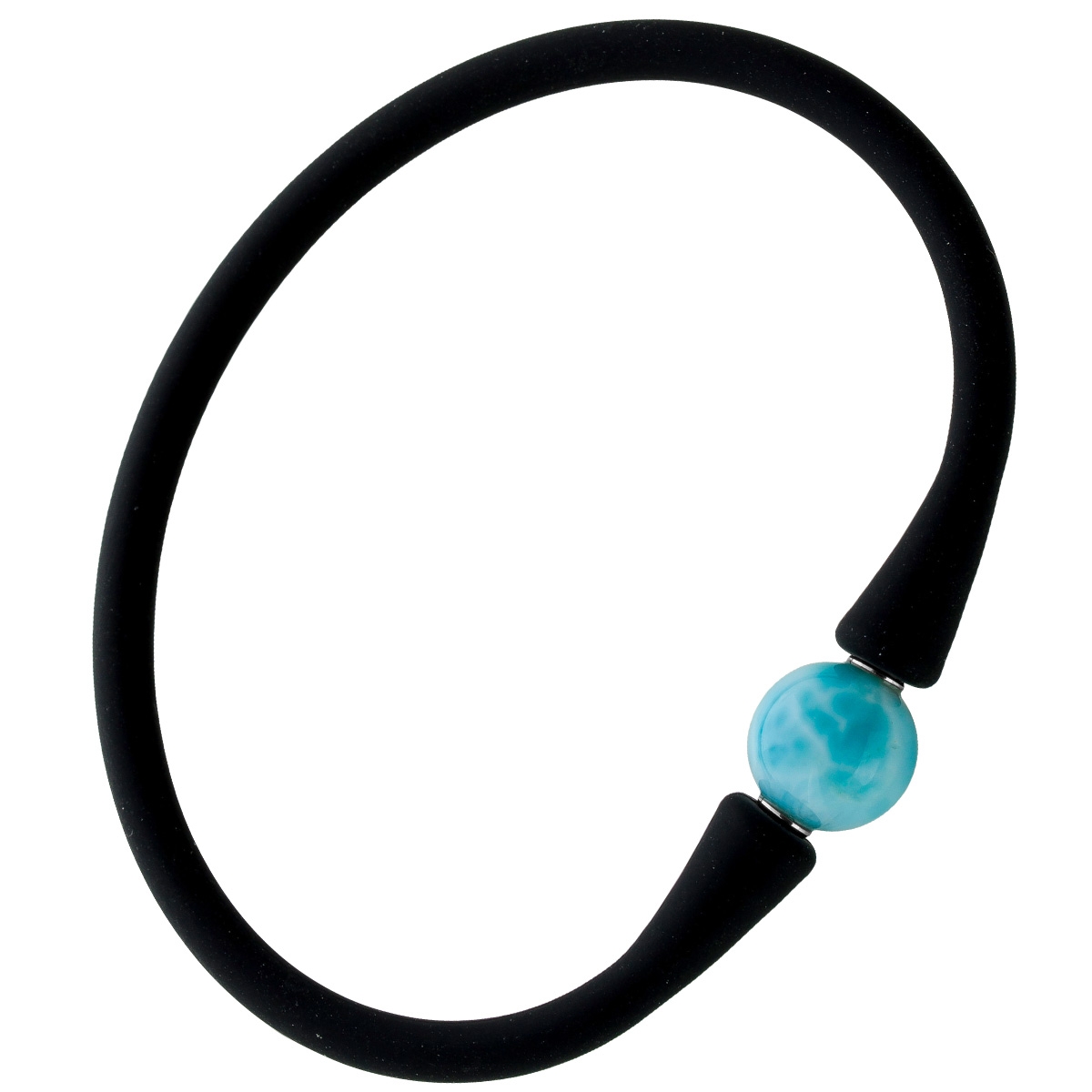 Larimar Bracelet Silicone Sky Blue Natural Gemstone 18