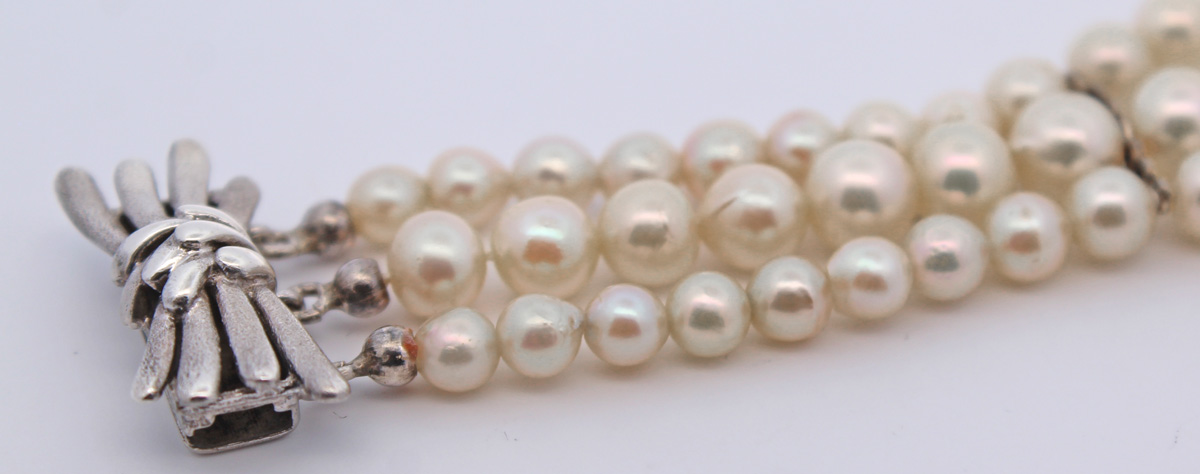 Pearl Bracelet Sterling Silver 925 Akoya Pearls Antique Jewelry 18
