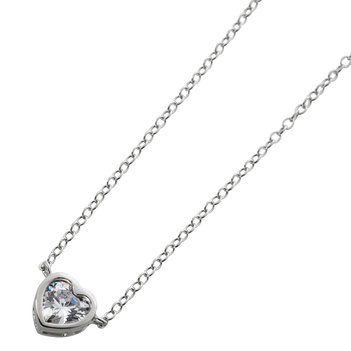 Herzkette Sterling Silber 925 weißes Zirkonia Herz Ankerkette 45 Herzkette Sterling Silber 925 weißes Zirkonia Herz Ankerkette 45