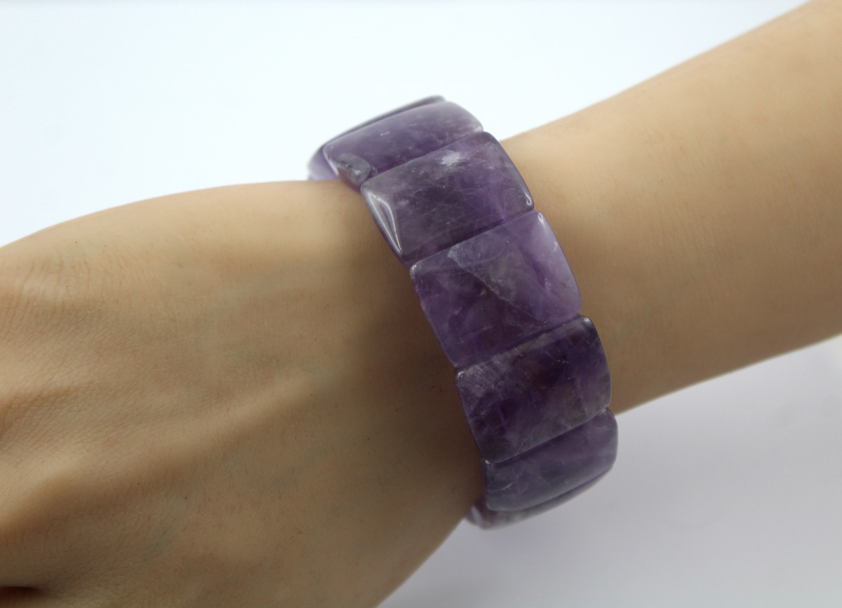 Amethyst Bracelet Dark Purple Gemstones Flexible 19
