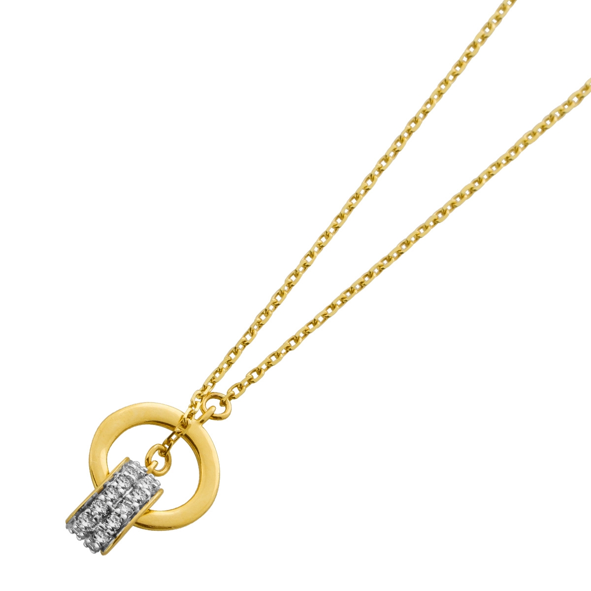 Circle Pendant Chain Gold 375 9K Natural Diamonds 0.12ct 45