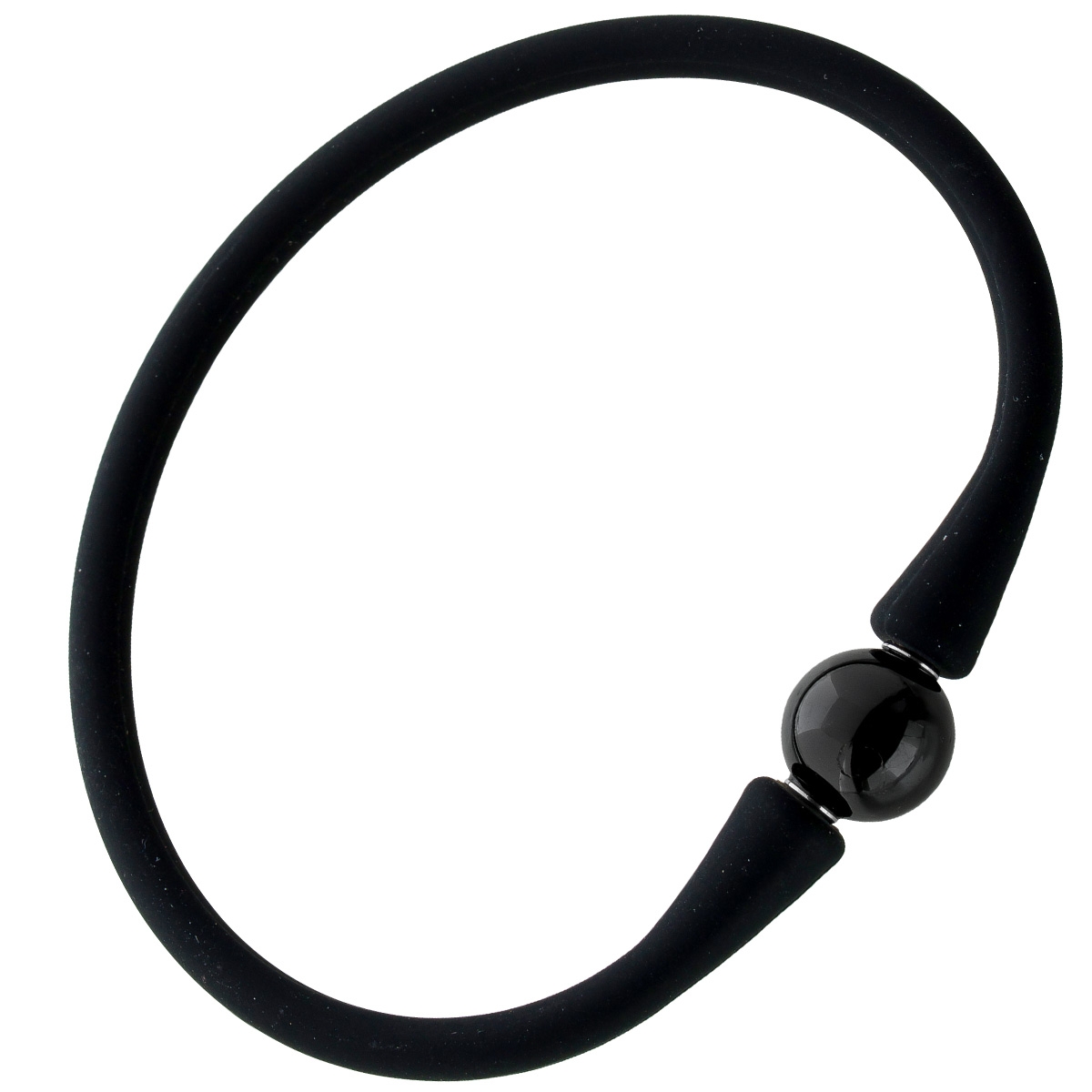 Schorl Bracelet Silicone Black Natural Gemstone 18