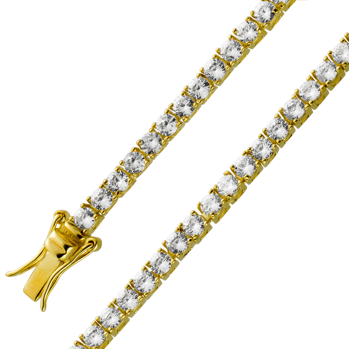 Tennis Armband Silber 925 Gelbgold vergoldet weiße Zirkonia 22 Tennis Armband Silber 925 Gelbgold vergoldet weiße Zirkonia 22