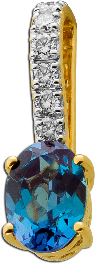 Alexandrit Anhänger Gelbgold 585 14K Lab Grown Alexandrit Lab Grown Diamanten
