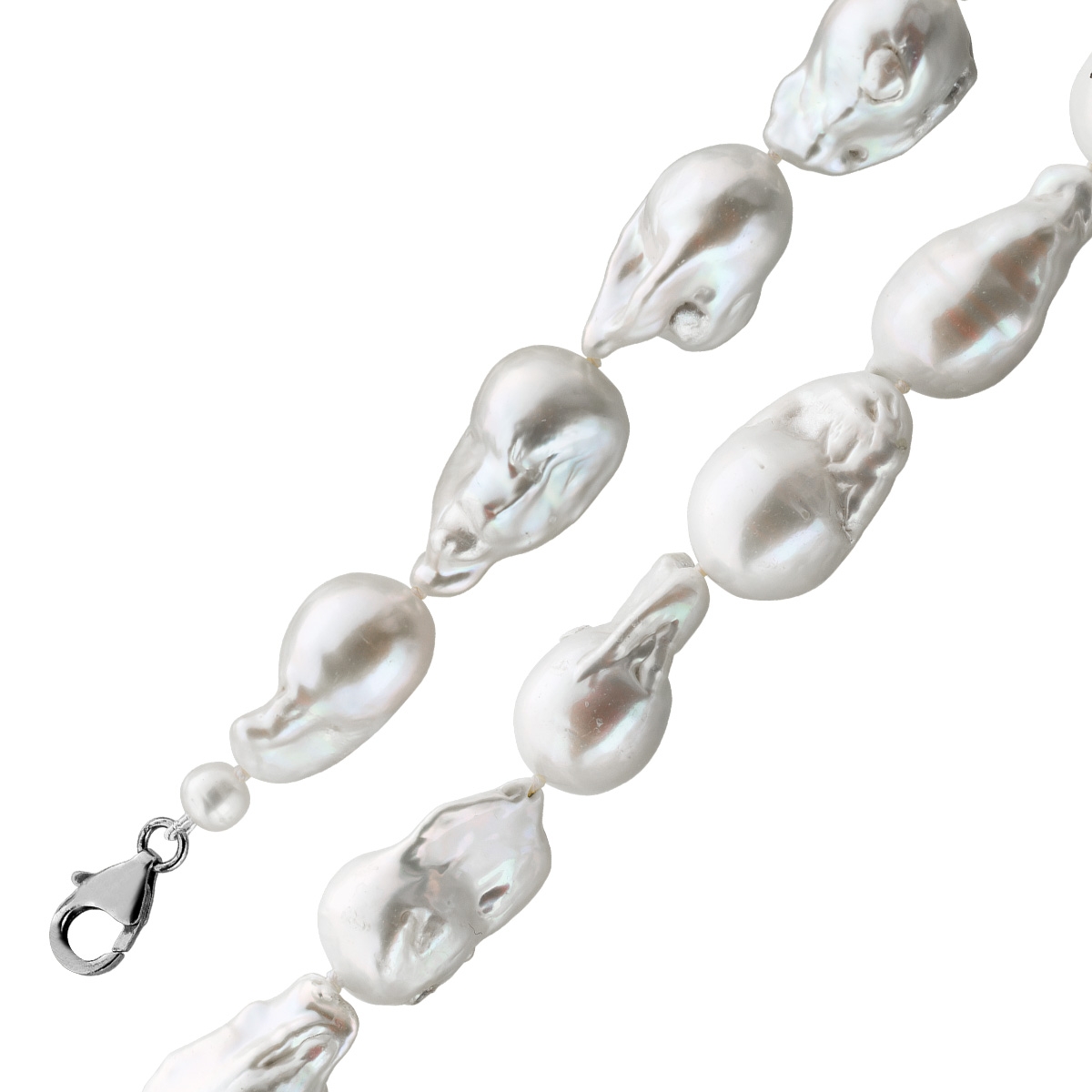 Perlenkette 47cm Edison Perlen 10.5-14.5mm Silber 925 47