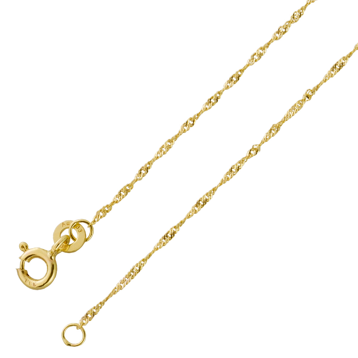Singapurkette 1mm Gelbgold 333 8 Karat massiv poliert 45