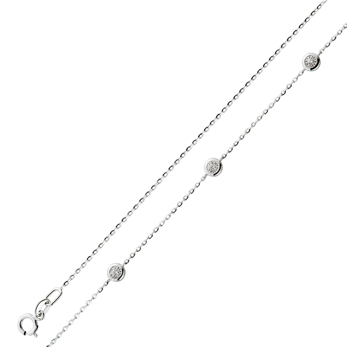 Diamant Collier Weißgold 585 14K Natur Diamanten 0.14ct 46