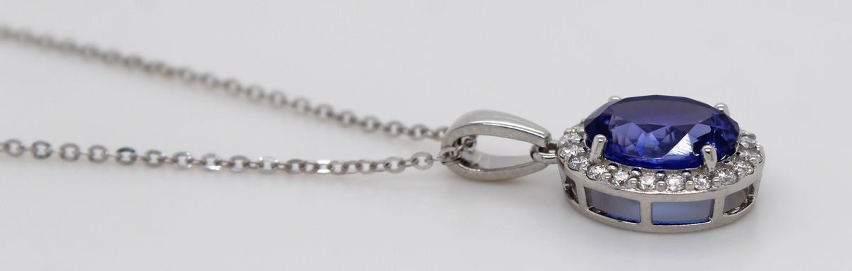 Diamond Necklace Platinum 950 Pendant Natural Tanzanite Diamonds 45