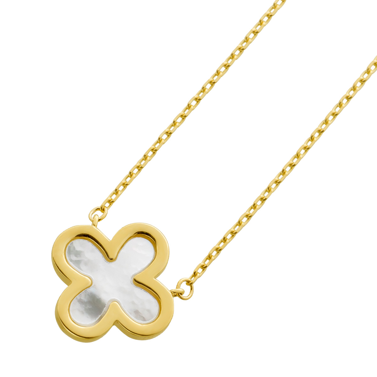 Perlmutt Ankerkette Gelbgold 333 8 Karat weißer Natur Edelstein 45