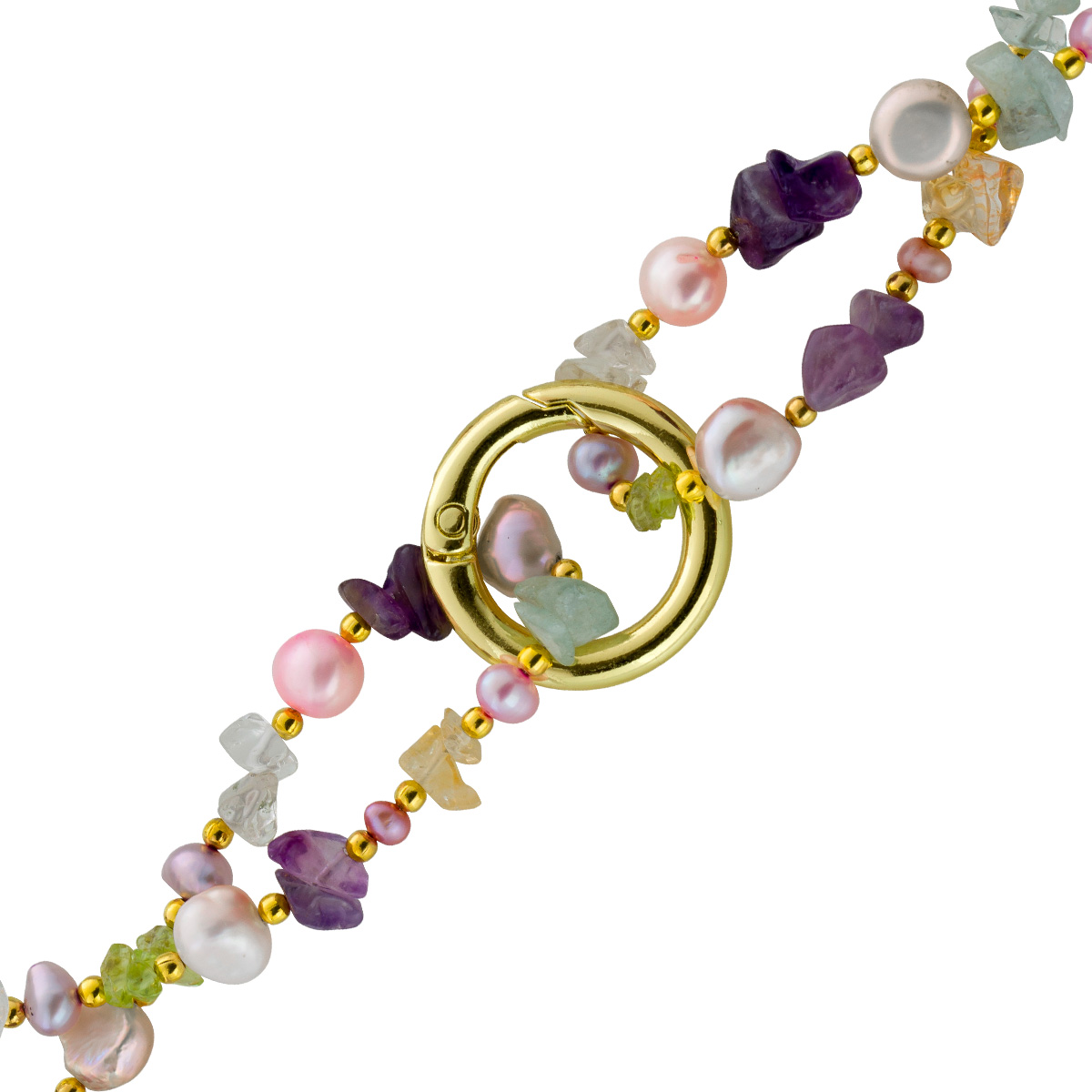Pearl Necklace Gemstone Necklace Peridot Amethyst Citrine Aquamarine Rock Crystal 88cm