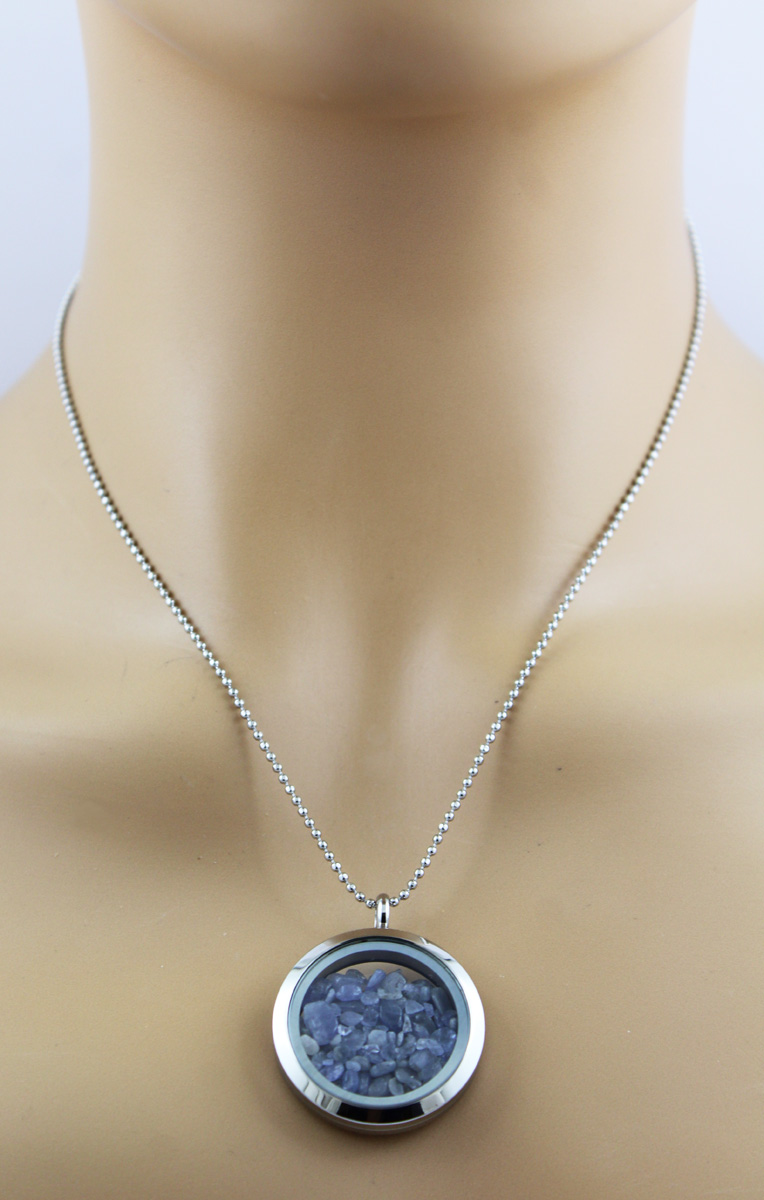 Tanzanite Collier blue natural gemstones 13.0ct glass medallion 45