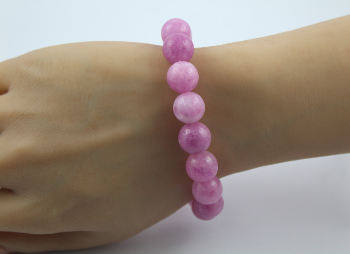 Kunzite Bracelet Pastel Pink Rose Gemstones 12.5mm Ball Gemstone Bracelet 19