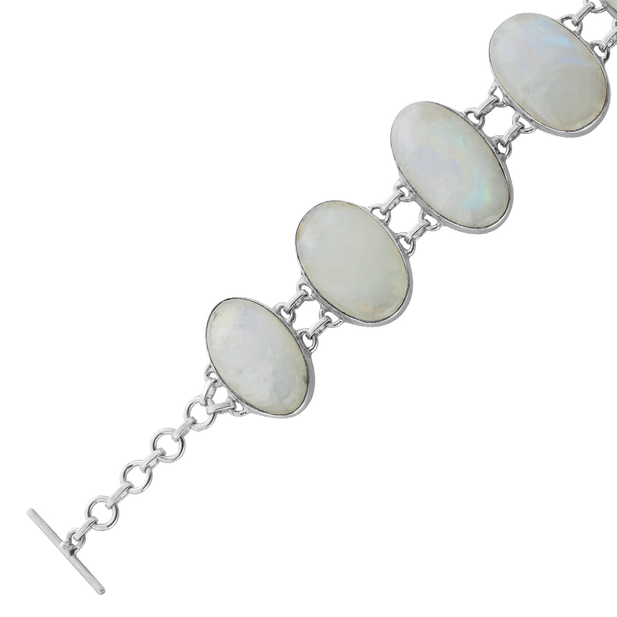 Mondstein Armband Silber 925 Regenbogen Edelsteine 85ct 19