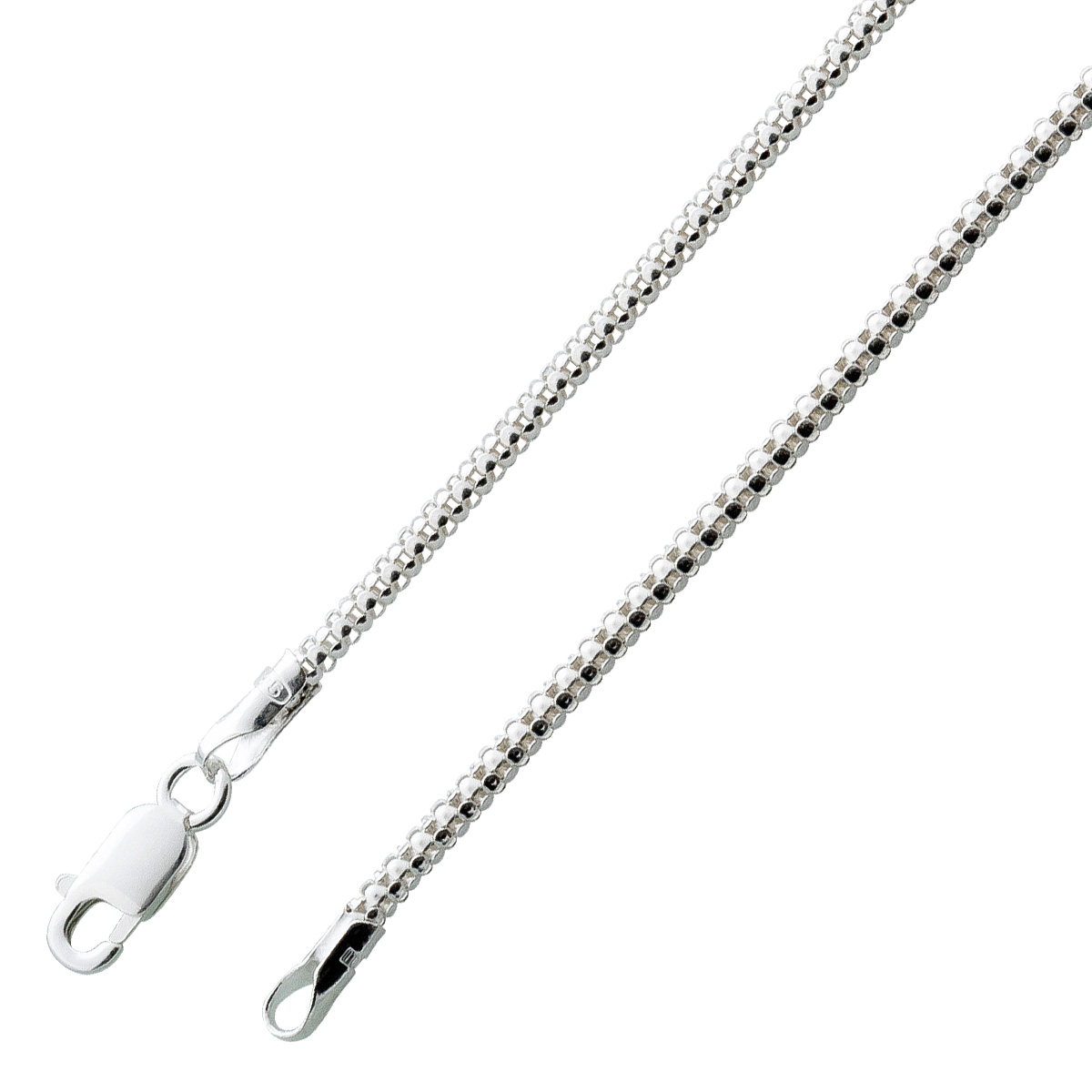 Popcornkette 1,8mm Armband Silber 925 massiv 50