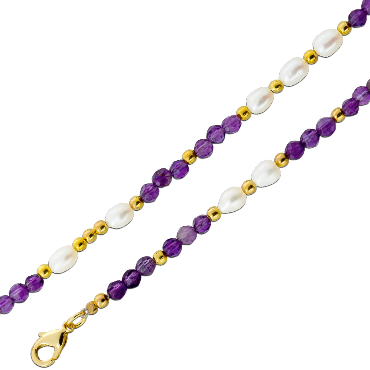 Perlenkette Süßwasser Zuchtperlen lila Natur Amethyst Edelsteine 41