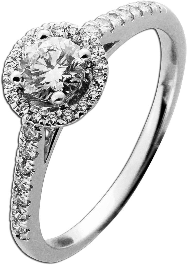 Brillant Ring 0.75ct Weissgold 585 14K Lab Grown IGI Halo 18