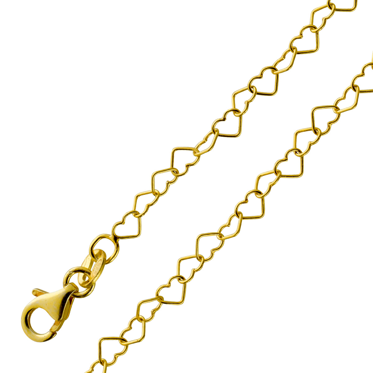 Herzkette 3.0mm Silber 925 Gelbgold vergoldet 45