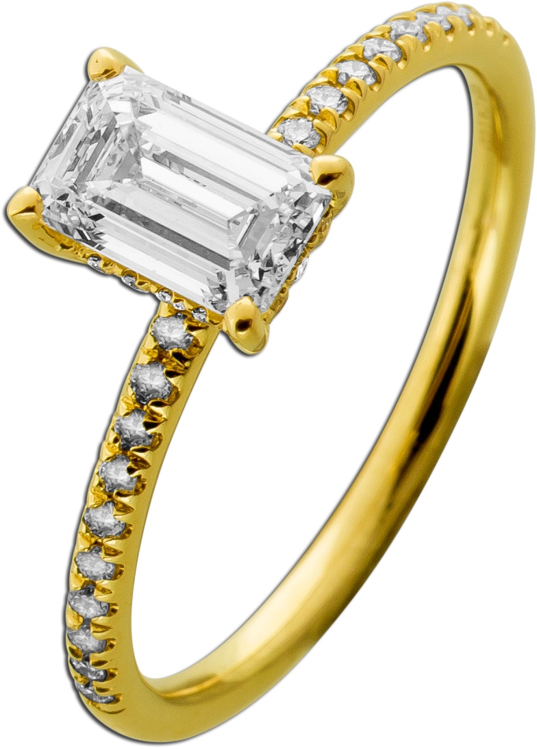 Diamantring Solitaer 1.8ct Gold 585 14K Lab Grown Emerald Cut 20