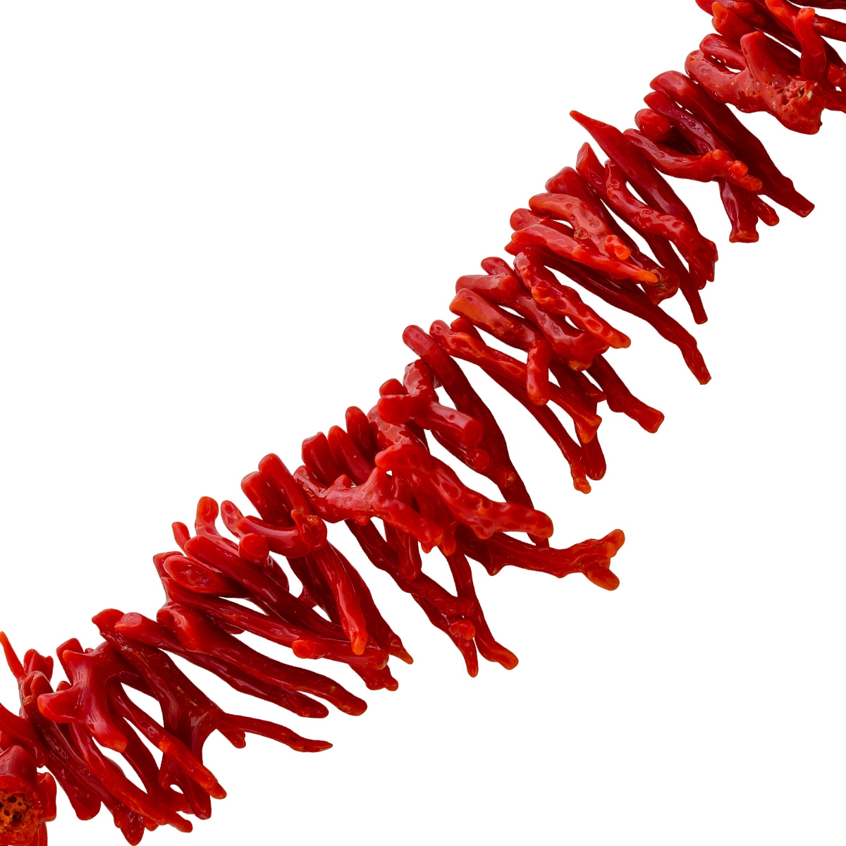 Korallenkette rote Koralläste Gelbgold vergoldet Antikschmuck 48