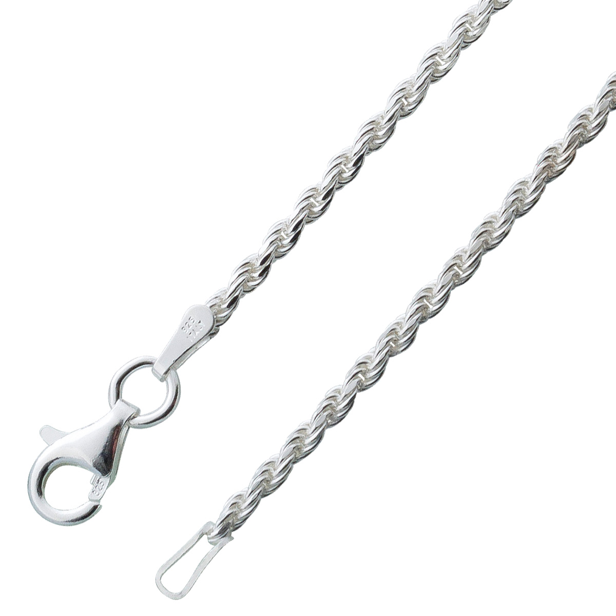 Dookie Rope Kette 1,5mm Sterling Silber 925 massiv 55
