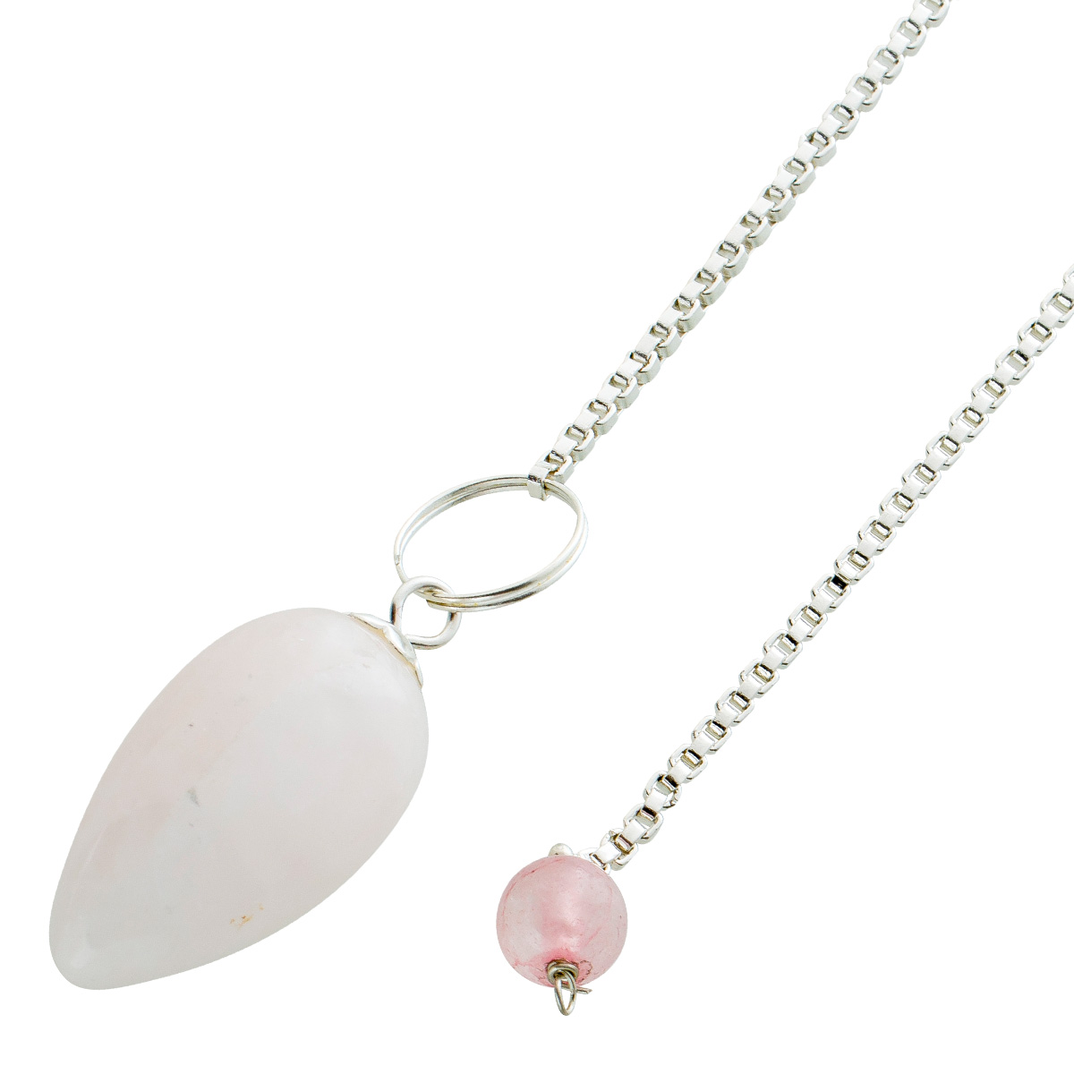 Pendulum Berk PE-002-RQ Venetian Curb Chain Rose Quartz Metal Silver-Plated Handcraft