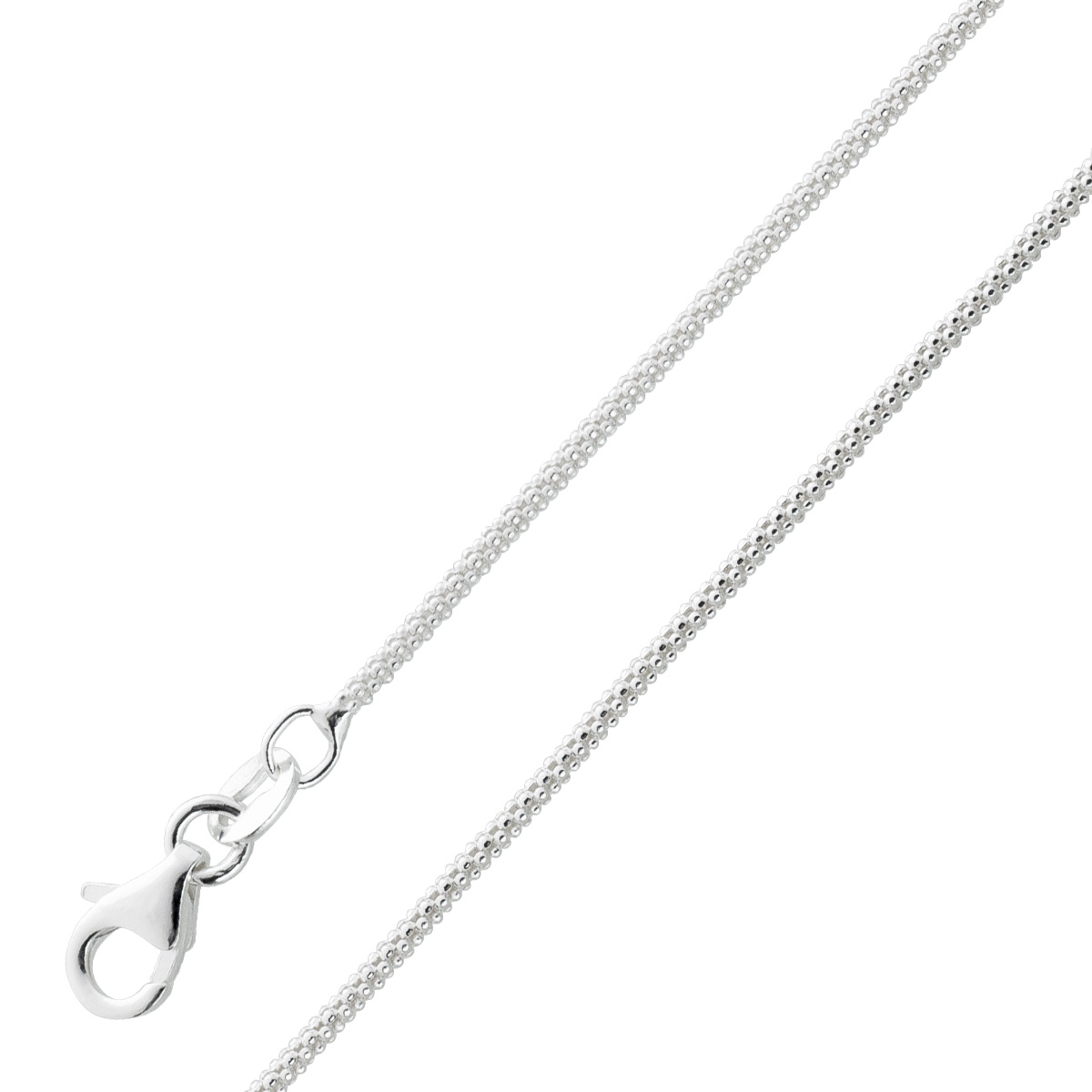 Popkorn Halskette 1,1mm Armband Silber 925 rhodiniert 18