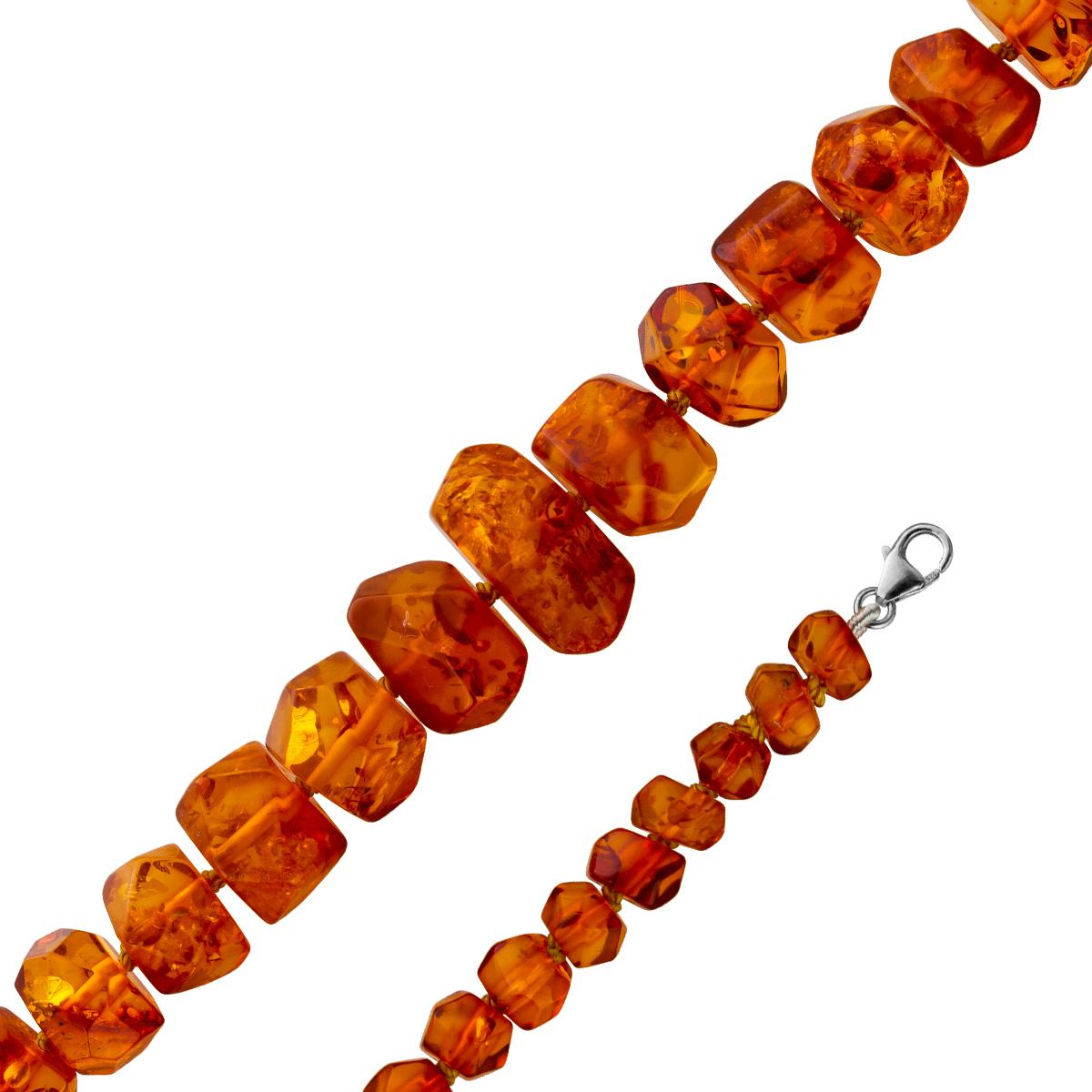 Bernstein Kette baltische Edelsteine 210ct cognac-honiggelb Antikschmuck 72