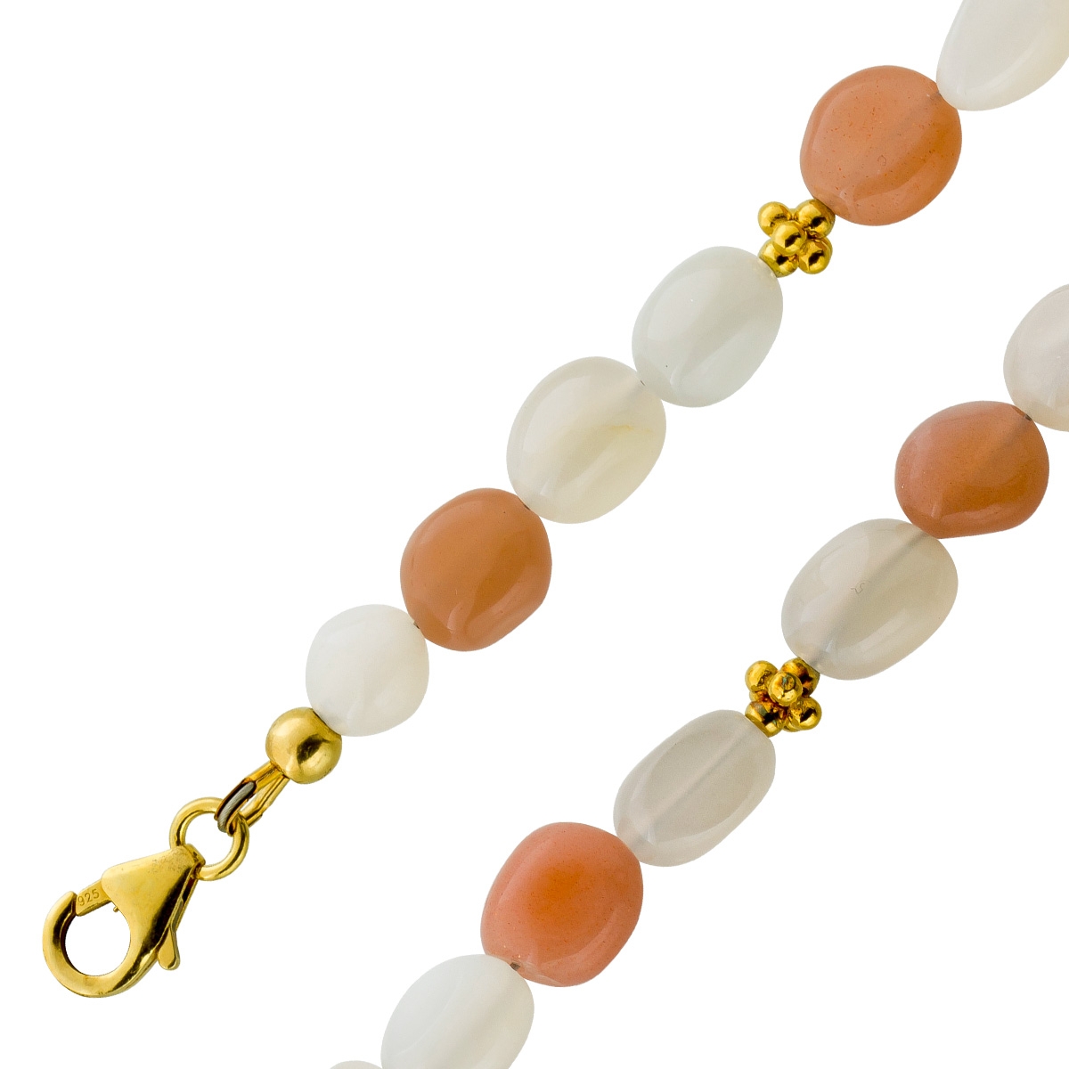 Moonstone Bracelet Yellow Gold Plated Colorful Nuggets 7-9mm 22