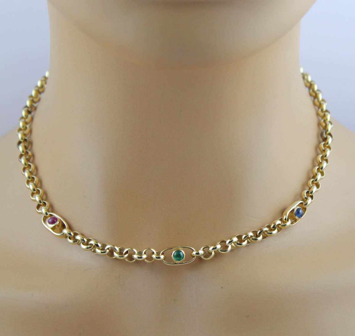 Tricolor Gemstone Ruby Necklace Gold 333 8K Sapphire Emerald 41