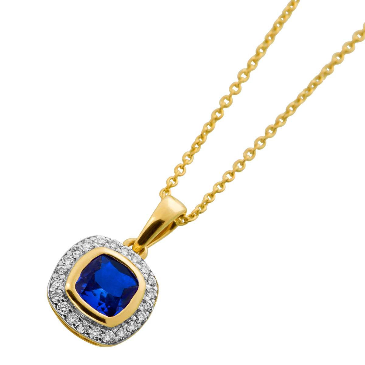 Tansanit Kette Anhänger Gold 585 14K Natur Edelstein Natur Diamanten 45