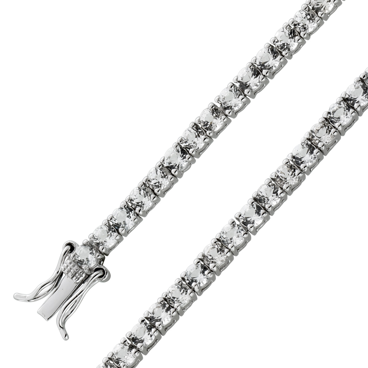 Tennisarmband Silber 925 weißer Topas Edelstein rhodiniert poliert 21 Tennisarmband Silber 925 weißer Topas Edelstein rhodiniert poliert 21