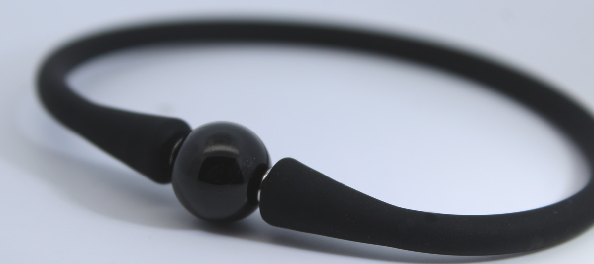 Schorl Bracelet Silicone Black Natural Gemstone 18