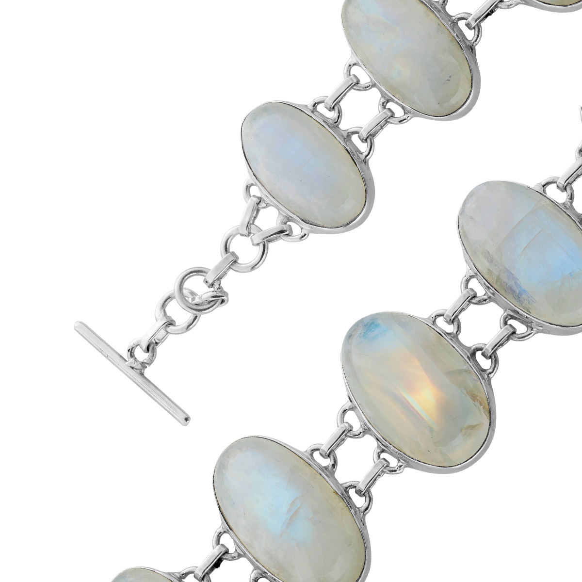 Mondstein Armband Silber 925 Regenbogen Edelsteine 85ct 18