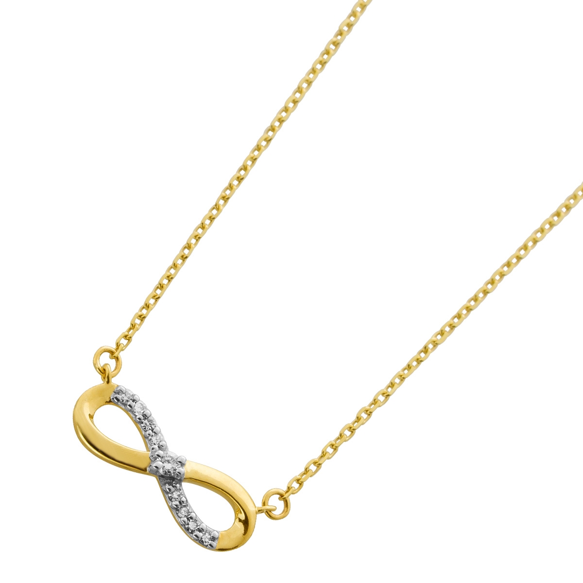 Infinity collier chain Gold 375 9K natural diamonds 0.04ct 45