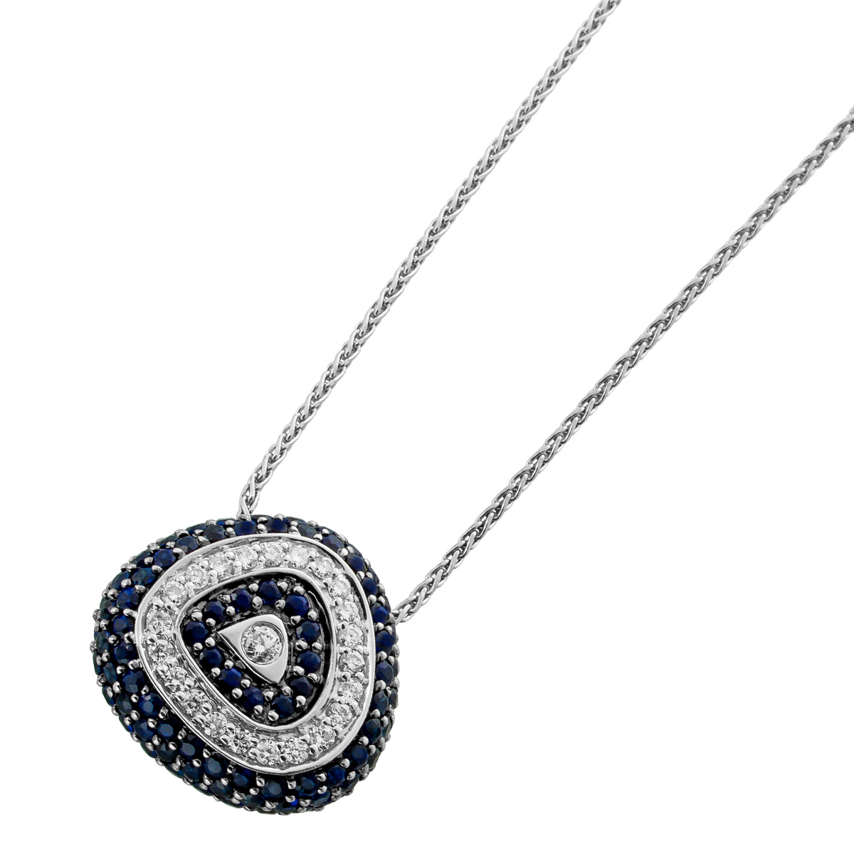Sapphire Collier White Gold 750 18K blue Gemstones Brilliants 0.39ct 42
