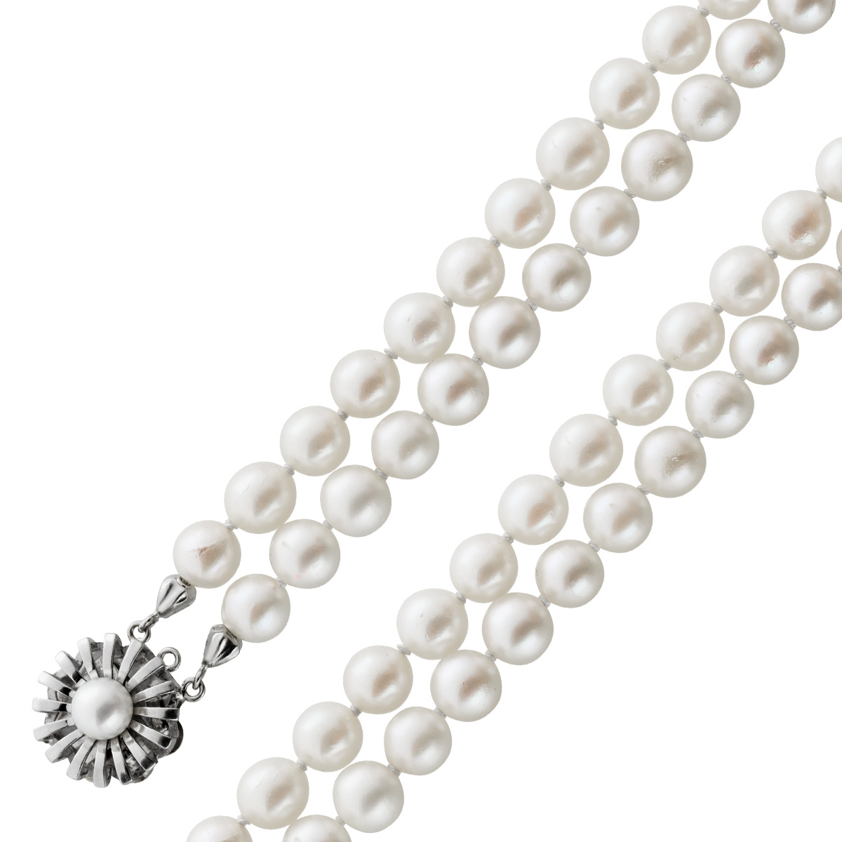 Perlenkette 44-47cm japanische Akoyaperlen 7mm Weißgold 585 14K 43