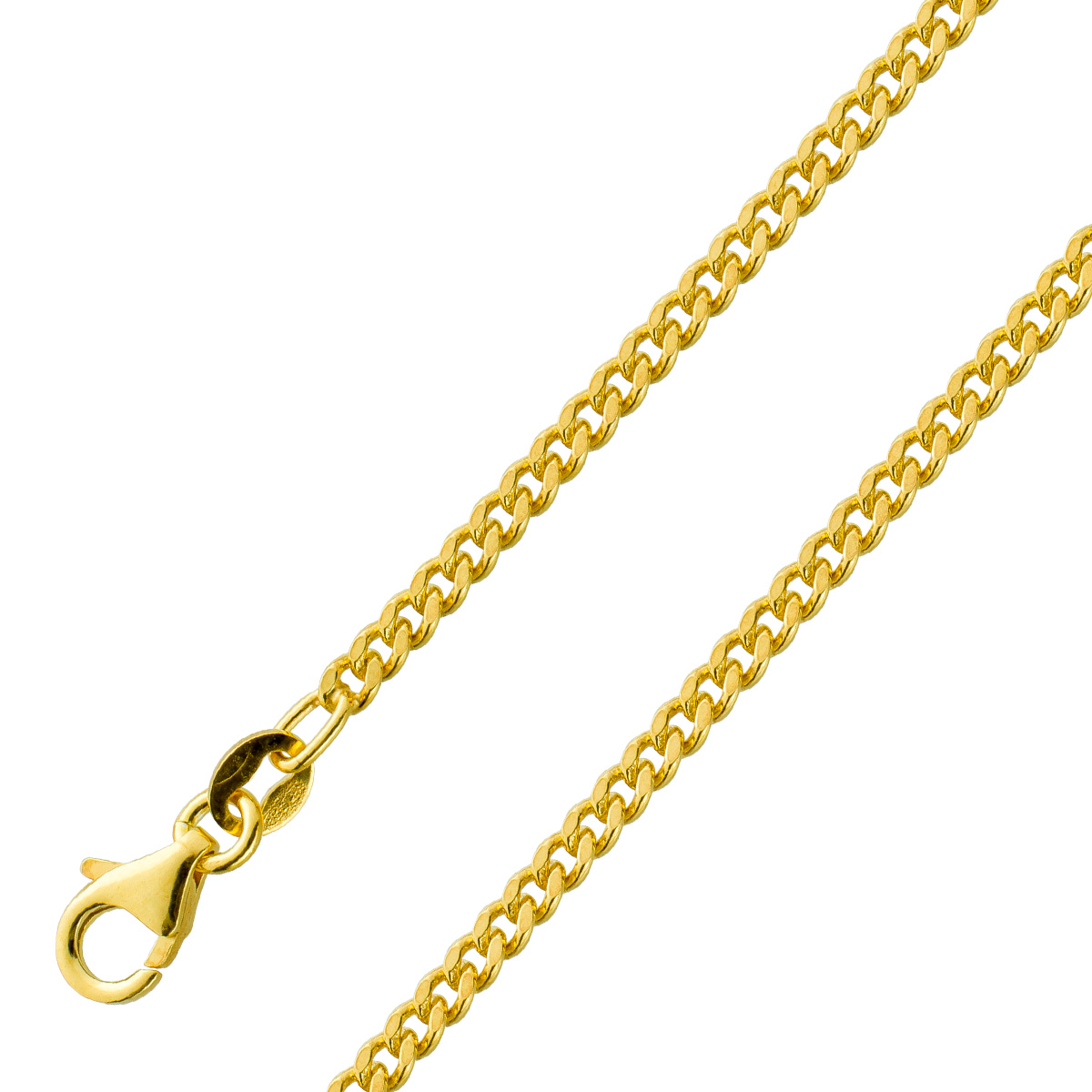 Panzerkette 2.4mm Sterling Silber 925 Gelbgold vergoldet 55