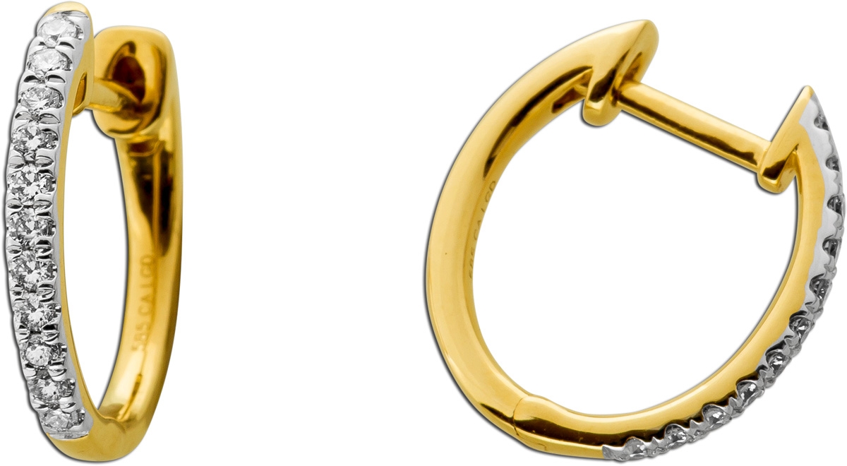 Diamant Creolen 0.25ct Gold 585 14 Karat Lab Grown Brillanten IGI