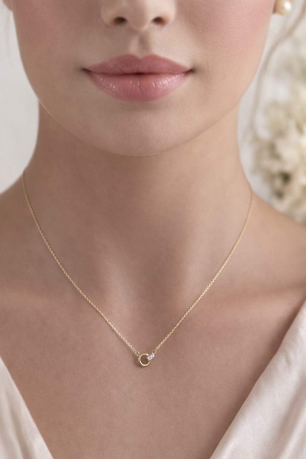 Diamond Collier Gold 375 9K Natural Diamonds 0.02ct 45