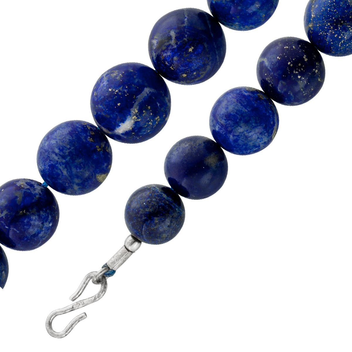 Lapislazuli Kette Silber 925 azurblaue Edelsteine 1200ct Antikschmuck 49