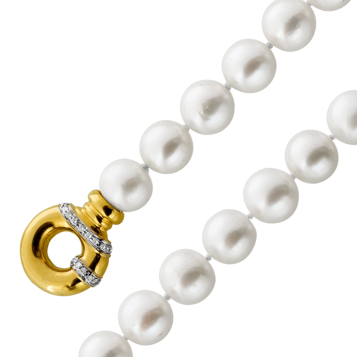 Perlenkette Edison Perlen 9.9-9.4mm Gold 750 Brillanten 47