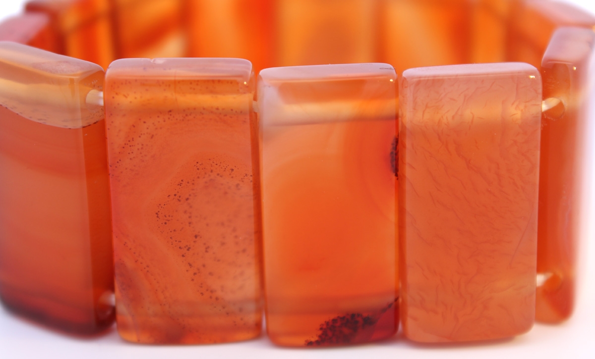 Carnelian Bracelet Orange Rust-Brown Natural Gemstones Flexible 20